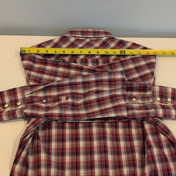 Scotch & Soda Men's Medium Western Long Sleeve Snap Button Down Plaid Shirt - Picture 15 of 16